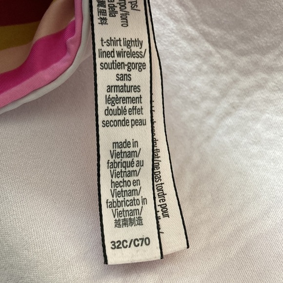 Victoria’s Secret 32C bra t-shirt lightly lined no underwire pink white orange - Picture 5 of 7